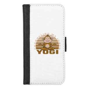 Funny cute monkey doing yoga. funny yoga poses iPhone 8/7 wallet case