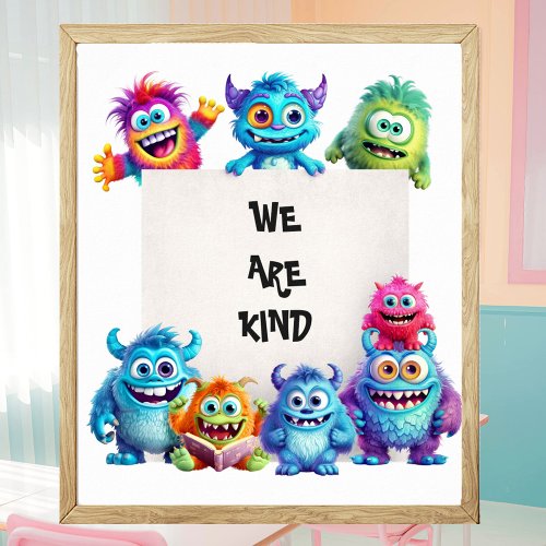 Funny Cute Monsters Classroom Decor Text Poster