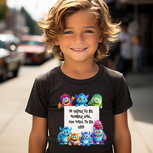 Funny Cute Monsters Colorful Kids Text  T_Shirt