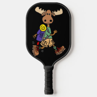 Funny Cute Moose Hiking Cartoon Pickleball Paddle