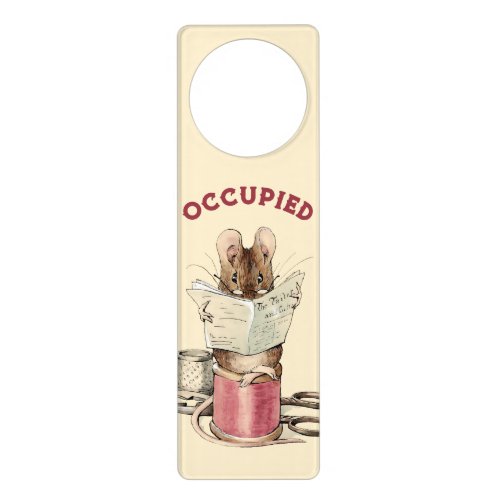 Funny Cute Mouse With Newspaper Occupied Door Hanger