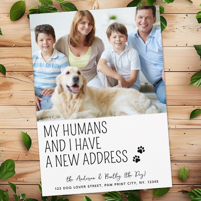 Funny Cute New Address Custom Pet Photo Dog Moving Announcement (Creator Uploaded)