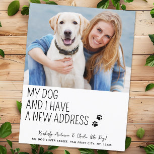Funny Cute New Address Custom Pet Photo Dog Moving Announcement Postcard