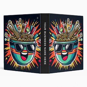 Funny Cute Noodle Cartoon Ramen Bowl 3 Ring Binder