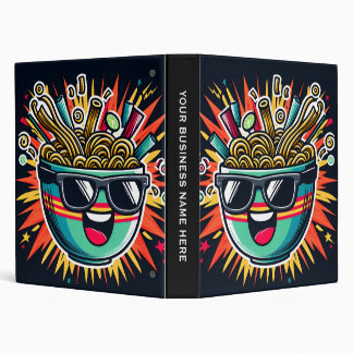 Funny Cute Noodle Cartoon Ramen Bowl 3 Ring Binder