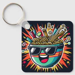 Funny Cute Noodle Cartoon Ramen Bowl Keychain