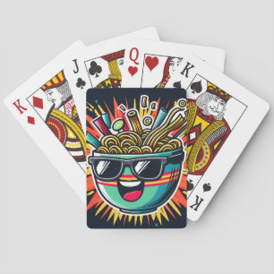 Funny Cute Noodle Cartoon Ramen Bowl Poker Cards