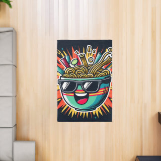 Funny Cute Noodle Cartoon Ramen Bowl Rug