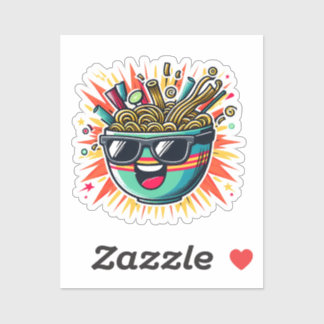 Funny Cute Noodle Cartoon Ramen Bowl Sticker
