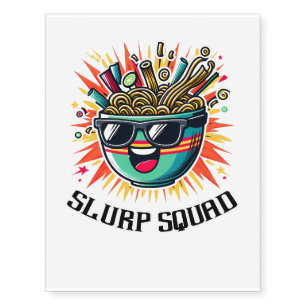 Funny Cute Noodle Cartoon Ramen Bowl Temporary Tattoos