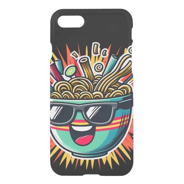 Funny Cute Noodle Cartoon Ramen Bowl Uncommon iPhone Case (Back)