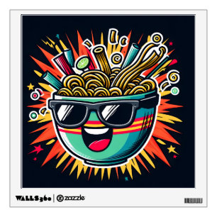 Funny Cute Noodle Cartoon Ramen Bowl Wall Decal