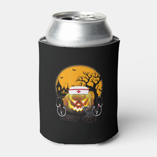 Funny Cute Nurse Costume Halloween Stethoscope Pum Can Cooler (Can Front)