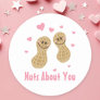 Funny Cute Nuts About You Couple Peanuts Cartoon Classic Round Sticker