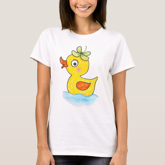 Funny Cute Odd Duck with Clover Hat Graphic  T-Shirt (Front)