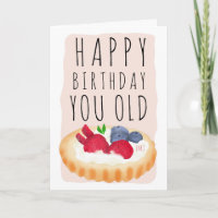 Funny cute old tart birthday illustration script