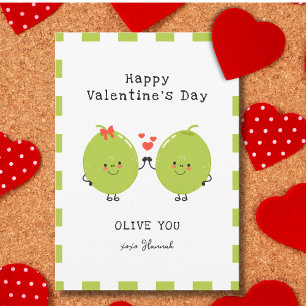 Funny Cute Olive You Happy Valentine's Day Holiday Card