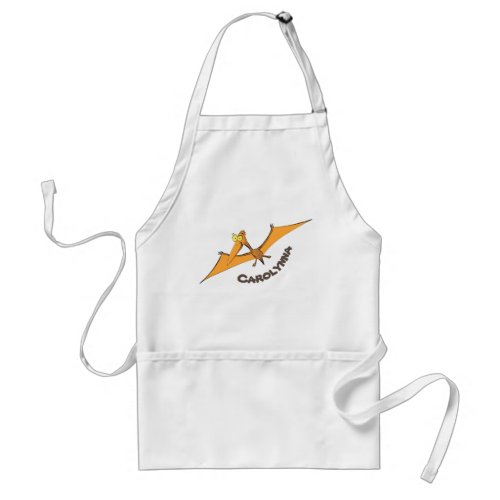 Funny cute orange flying pterodactyl cartoon adult apron