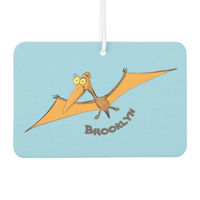 Funny cute orange flying pterodactyl cartoon  air freshener (Front)