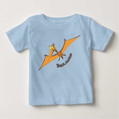 Funny cute orange flying pterodactyl cartoon baby T_Shirt