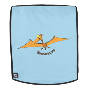 Funny cute orange flying pterodactyl cartoon backpack