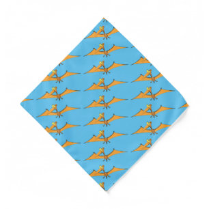 Funny cute orange flying pterodactyl cartoon bandana