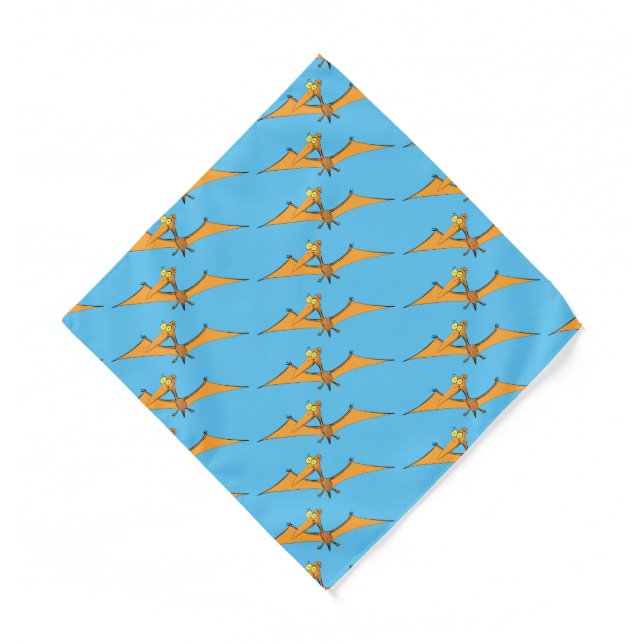 Funny cute orange flying pterodactyl cartoon bandana (Front)