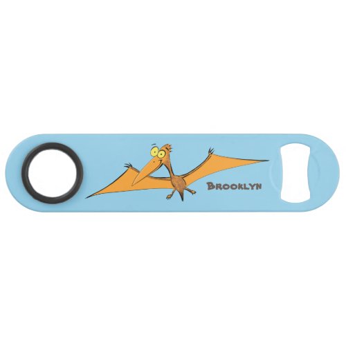 Funny cute orange flying pterodactyl cartoon bar key