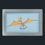 Funny cute orange flying pterodactyl cartoon belt buckle<br><div class="desc">This happy flying pterodactyl cartoon will add some dinosaur fun to a child. Cute!</div>