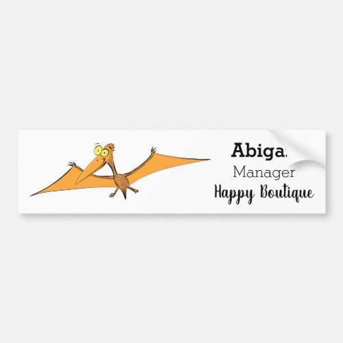 Funny cute orange flying pterodactyl cartoon bumper sticker