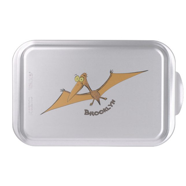 Funny cute orange flying pterodactyl cartoon cake pan (Front)