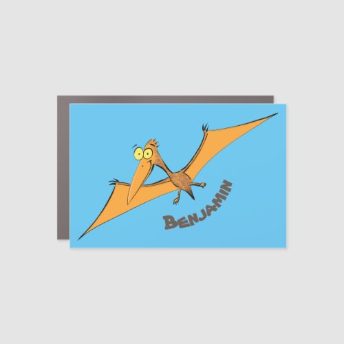 Funny cute orange flying pterodactyl cartoon car magnet