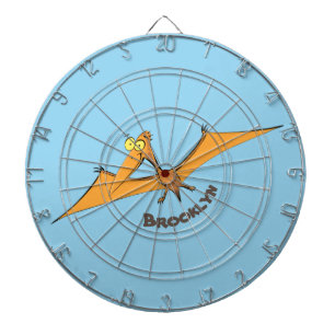 Funny cute orange flying pterodactyl cartoon dart board