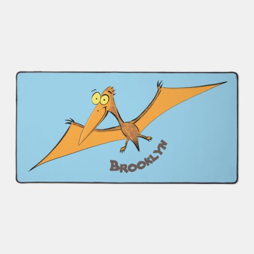 Funny cute orange flying pterodactyl cartoon desk mat