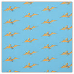 Funny cute orange flying pterodactyl cartoon fabric