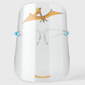 Funny cute orange flying pterodactyl cartoon face shield (Front)