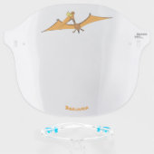 Funny cute orange flying pterodactyl cartoon face shield (Front w/Glasses)