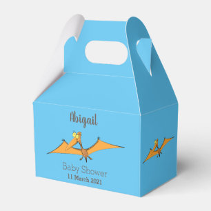 Funny cute orange flying pterodactyl cartoon favor boxes