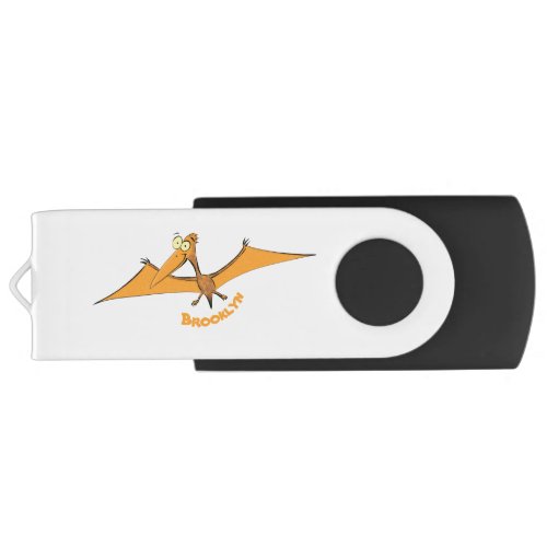 Funny cute orange flying pterodactyl cartoon flash drive