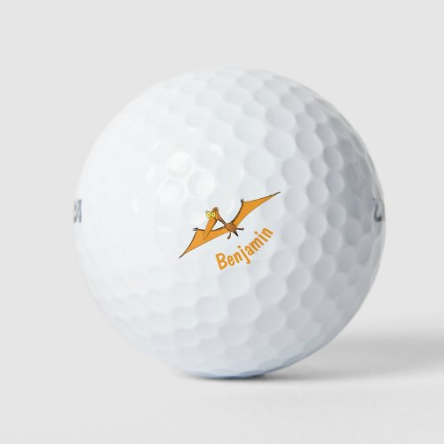 Funny cute orange flying pterodactyl cartoon golf balls