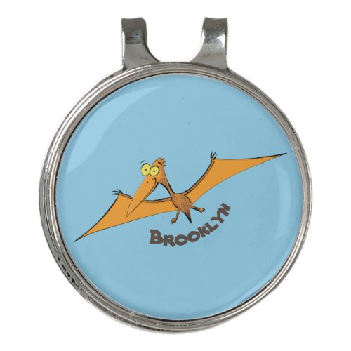 Funny cute orange flying pterodactyl cartoon golf hat clip