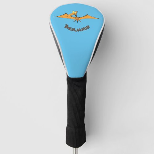 Funny cute orange flying pterodactyl cartoon golf head cover