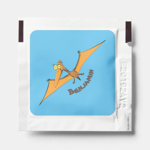 Funny cute orange flying pterodactyl cartoon hand sanitizer packet