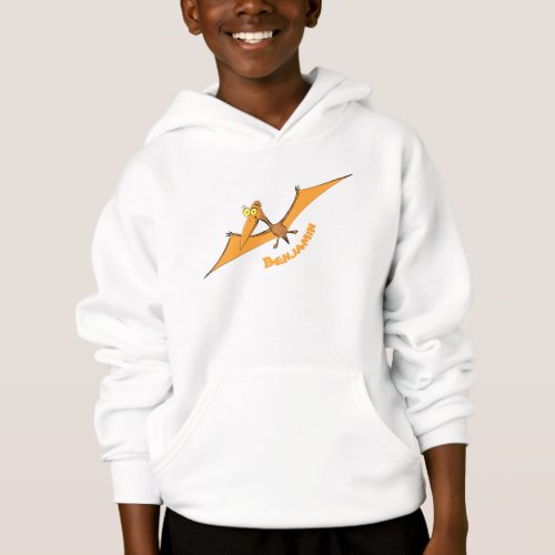 Funny cute orange flying pterodactyl cartoon hoodie