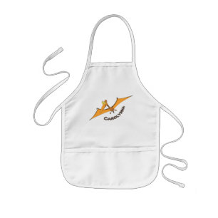 Funny cute orange flying pterodactyl cartoon kids' apron