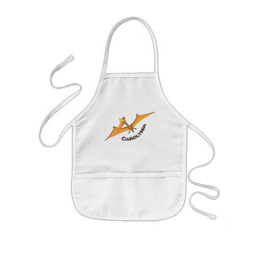 Funny cute orange flying pterodactyl cartoon kids apron