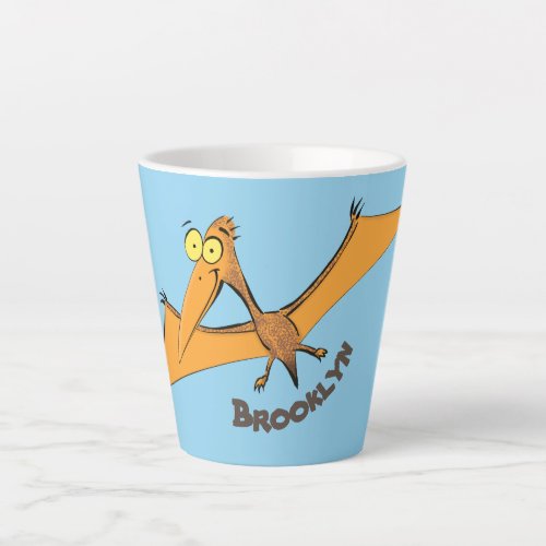 Funny cute orange flying pterodactyl cartoon latte mug