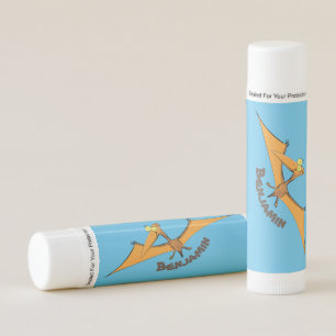Funny cute orange flying pterodactyl cartoon lip balm