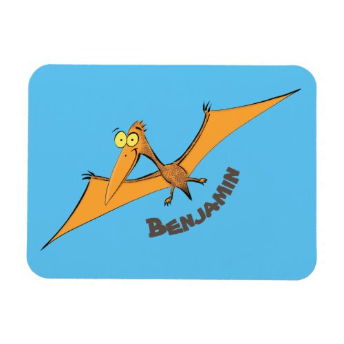 Funny cute orange flying pterodactyl cartoon magnet