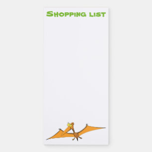 Funny cute orange flying pterodactyl cartoon magnetic notepad